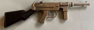 Vintage Al Capone Toy Gun Metal Die Cast Machine Packaging Spain Cap Antique