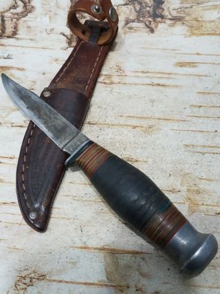 Vintage Usa Case Xx 1920 - 1940 Fixed Blade Hunting Knife And Sheath
