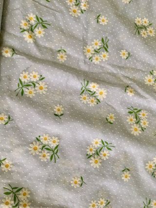 3 Yards Vintage Pastel Blue Flocked Floral Daisy Dotted Swiss Fabric 2