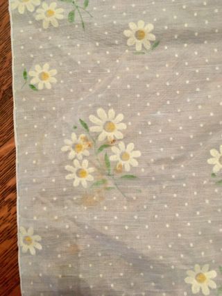 3 Yards Vintage Pastel Blue Flocked Floral Daisy Dotted Swiss Fabric 3