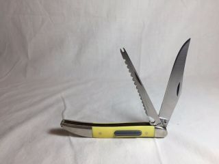 Vintage Case Xx 32095 Fish Knife 2 Blade Yellow Handle