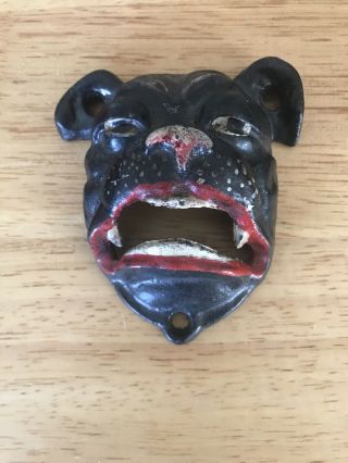 Vintage Dog Face Cast Iron Wall Bottle Opener - Bull Dog Opener