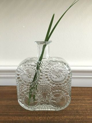 Nanny Still " Grapponia " Bottle/vase Finland Clear Vintage Scandi,  Riihimaen Lasi
