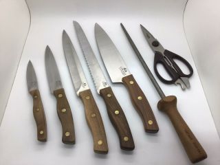 Vintage Chicago Cutlery 7 Piece Knife Set With Block
