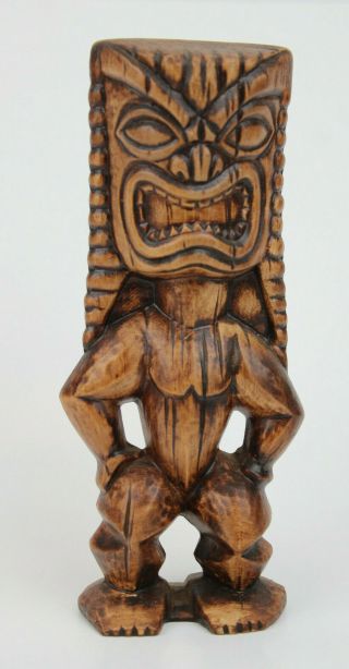 1968 Treasure Craft Ceramic 8 " Tiki Statue Made In Hawaii