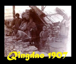 China 青島市 Qingdao Tsingtau Tapautau Chinese Farmer Village 2x orig.  ≈ 1906/07 2