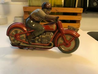 Vintage 1960s Technofix Motorcycle Tin Wind Up Toy G.  E.  258 Us Zone Germany