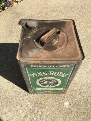 Vintage Penn Royal Pure Pennsylvania Motor Oil Can 5 Gallon St Louis Missouri 2