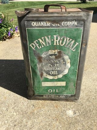 Vintage Penn Royal Pure Pennsylvania Motor Oil Can 5 Gallon St Louis Missouri 3