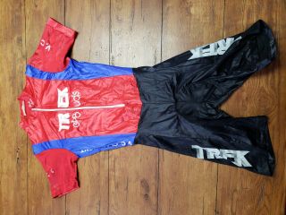 Vintage Team Trek Large Cycling Skinsuit Short Sleeve Red Vc Claremont Vtg Aero