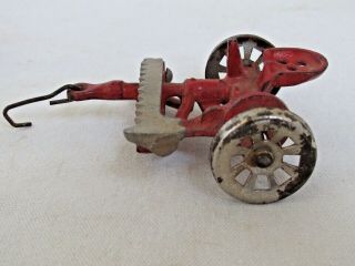 Vintage Arcade Red Cast Iron Farm Tractor Mower 421 Usa Nickel Wheels