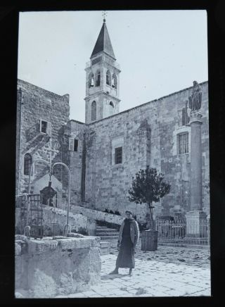 Magic Lantern Slide Photo Israel Holy Land Nazareth Church Of The Annunciation