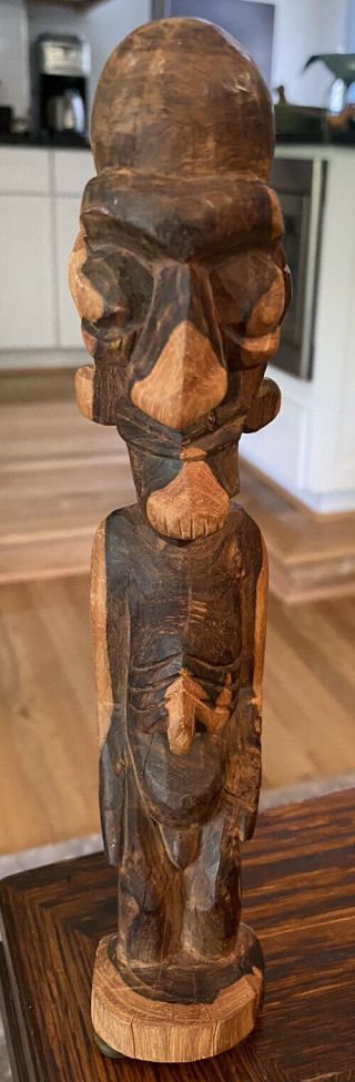 Vintage Easter Island Moai “kavakava” Carved Wood Sculpture Figure