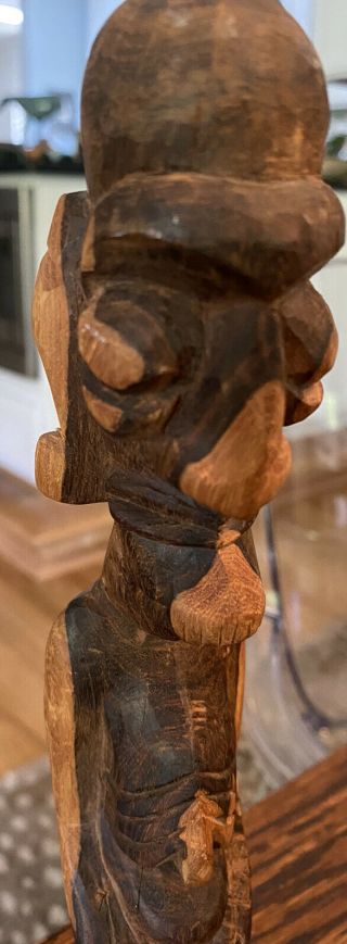 Vintage Easter Island MOAI “Kavakava” carved Wood SCULPTURE figure 2