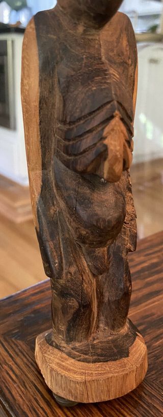 Vintage Easter Island MOAI “Kavakava” carved Wood SCULPTURE figure 3