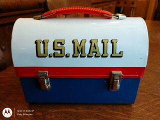Vintage Metal U.  S.  Mail Box Lunch Box Thermos