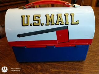 Vintage Metal U.  S.  Mail Box Lunch Box Thermos 2