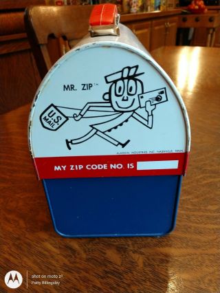 Vintage Metal U.  S.  Mail Box Lunch Box Thermos 3