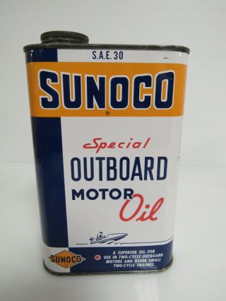Vintage Sunoco Outboard Motor Oil 1 Quart Can Sb089