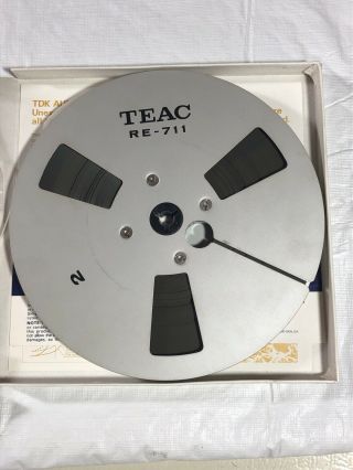 Vintage Teac Re - 711 7 " Metal Take Up Reel In Tdk Audua L - 1800 Box,  Tape Unknown