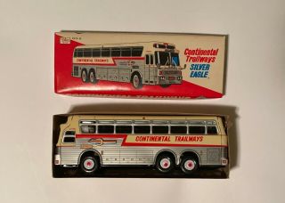 Vintage Continental Trailways Silver Eagle Express Tin Friction Bus