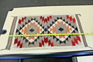 Southwest Native American Handwoven Vintage Wool Rug 34.  5 X 19.  5