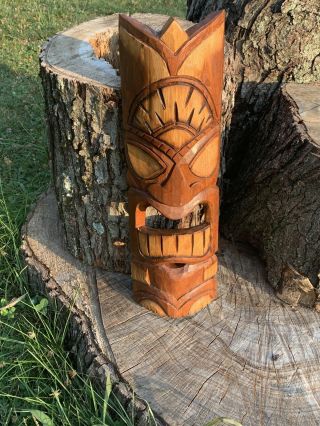 Vintage Natural Tiki Bar Wood Mask Hawaiian Tribal Luau Polynesian Wall Art ❤️j8