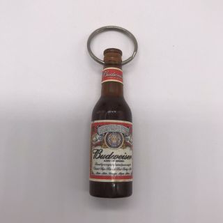 Vintage Budweiser Beer Bottle Opener Key Chain Plastic
