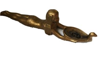 Vintage Art Deco Bronze ? Gold Egyptian Incense Holder Ashtray Statue Sculpture