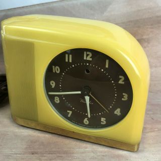 Vintage Westclox Moon Beam Electric Alarm Clock S5 - J Yellow Bakelite Retro