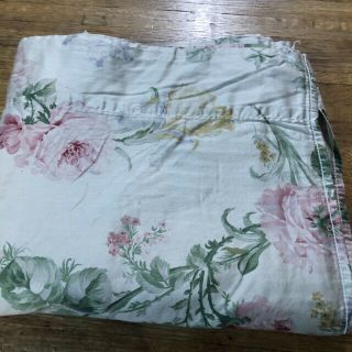 Ralph Lauren King Flat Sheet Therese Floral Sateen Estate Tan/pink Rose/iris Vtg