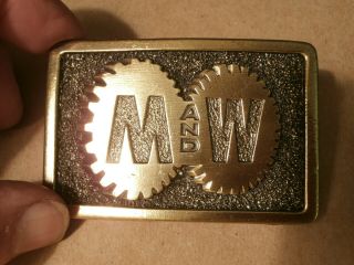 M & W Gear Co.  Belt Buckle,  Cluster Of Gears,  Gibson City,  Il,