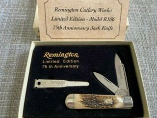 Remington Cutlery Limited Edition R106 75th Anniversary Stag Jack Knife
