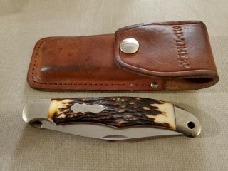 Vintage Old Schrade,  Usa 127uh Uncle Henry Folding Hunting Knife W/seath
