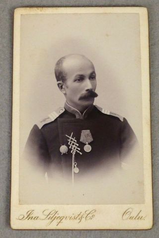 Antique 19th Century Cabinet Card Photo Military Man From Finland