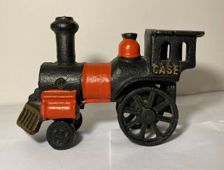 Cast Iron Train Case Locomotive Steam Engine Black Red Vintage 7 1/4 In Long
