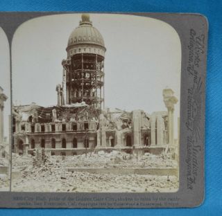 Stereoview Photo America San Francisco Earthquake Ruins Of City Hall Underwood