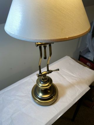 Vintage Stiffel Brass Desk Lamp Shade Articulates Extends Adjustable