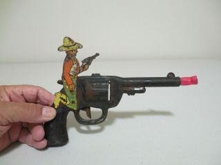 Vintage Wyandotte Tin Toy Pop Click Gun.  Me And My Buddy Pistol 8  Long