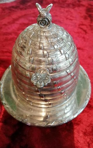 Silver Plated Honey Pot Vintage Bee