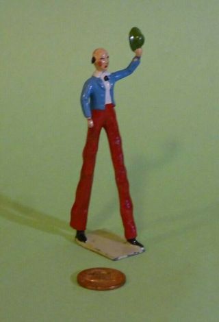 Vintage Metal Circus Clown On Stilts By Britains,  Ltd For Model Circus Displays