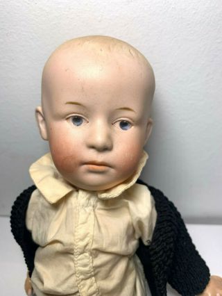 Vtg German Bisque Gebruder Heubach Boy Doll W/ Shirley Temple Body 11 " Compo
