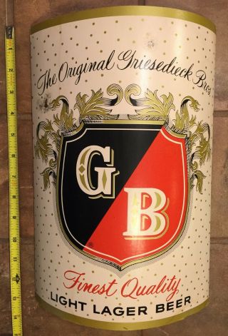 Gb Griesedieck Bros Light Lager Beer Cardboard Store Sign