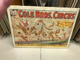 Vintage Cole Bros Circus Poster 21 " X 28 " Greatest Aerial Gymnasts In The World