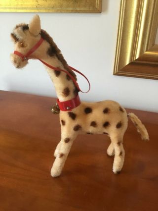 Vintage 9” West Germany Wind Up Mohair Giraffe Toy Tail Spins Neck Moves