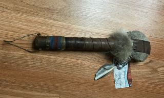 Native American Stone Head Tomahawk War Club 3.  5” - 12” Long Handle With