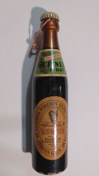Rare Vintage/collectable Wooden Guiness Stout Bottle Shaped Clothes Brush - Irish