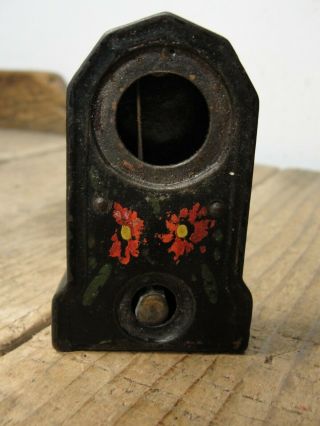 Miniature Cast Iron Doll House Mantle Clock W/ Swinging Pendulum Patented 1876