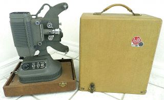 Dejur 8mm Film Projector Model 1000 Vintage 1940s Usa Hard Case Bulb