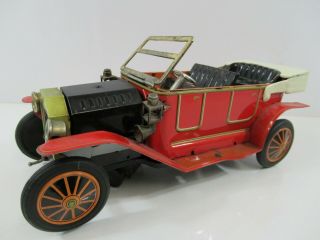Ford Touring Car Tin Litho Battery Operated Toy Convertible Red Japan